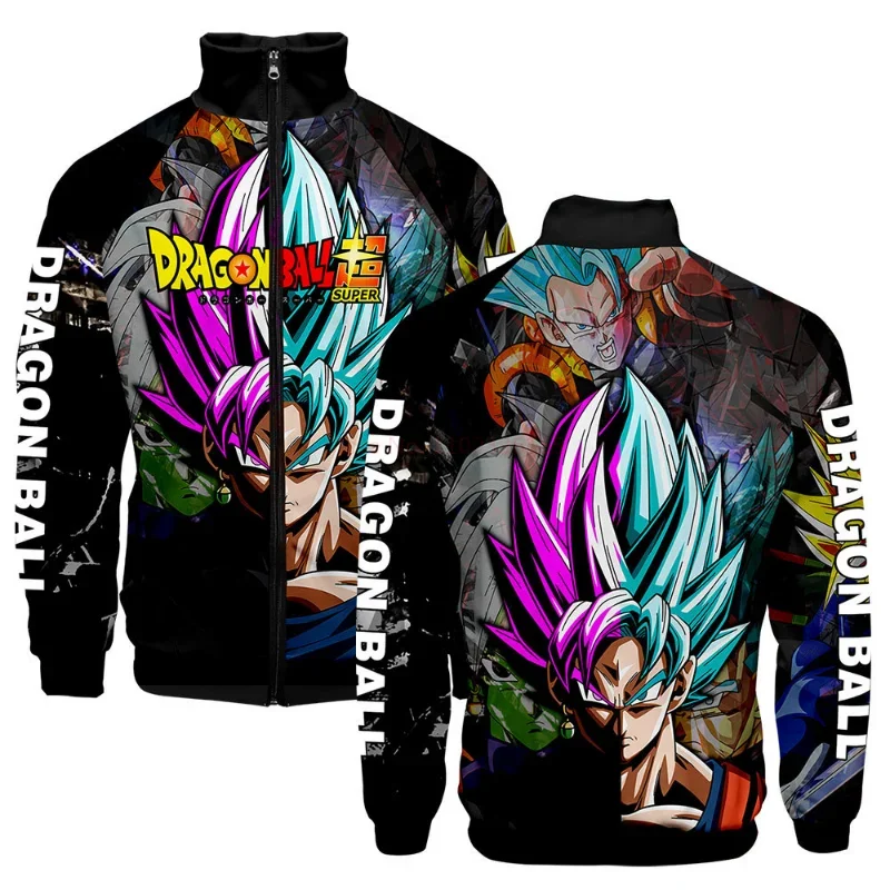 Dragon Ball Son Goku męska kurtka moda 3D stójka bluzy Cartoon Boy z długim rękawem kurtki z zamkiem błyskawicznym topy odzież prezenty