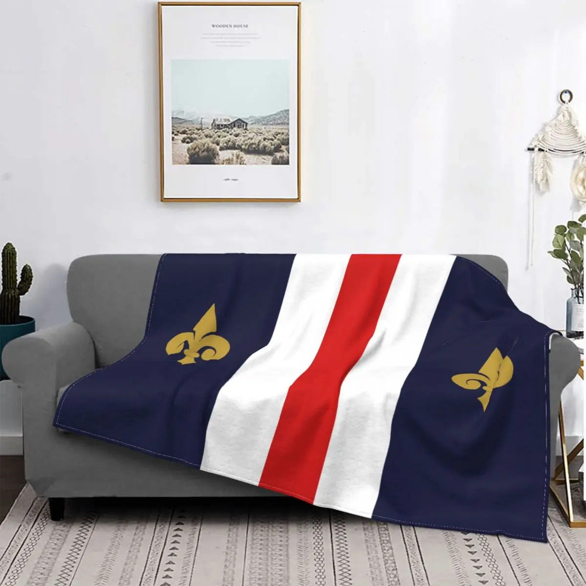 Fleur-de-lis France French Flag Flannel Throw Blankets Fleur De Lis Lily Blankets for Bedding Travel Lightweight Thin Quilt