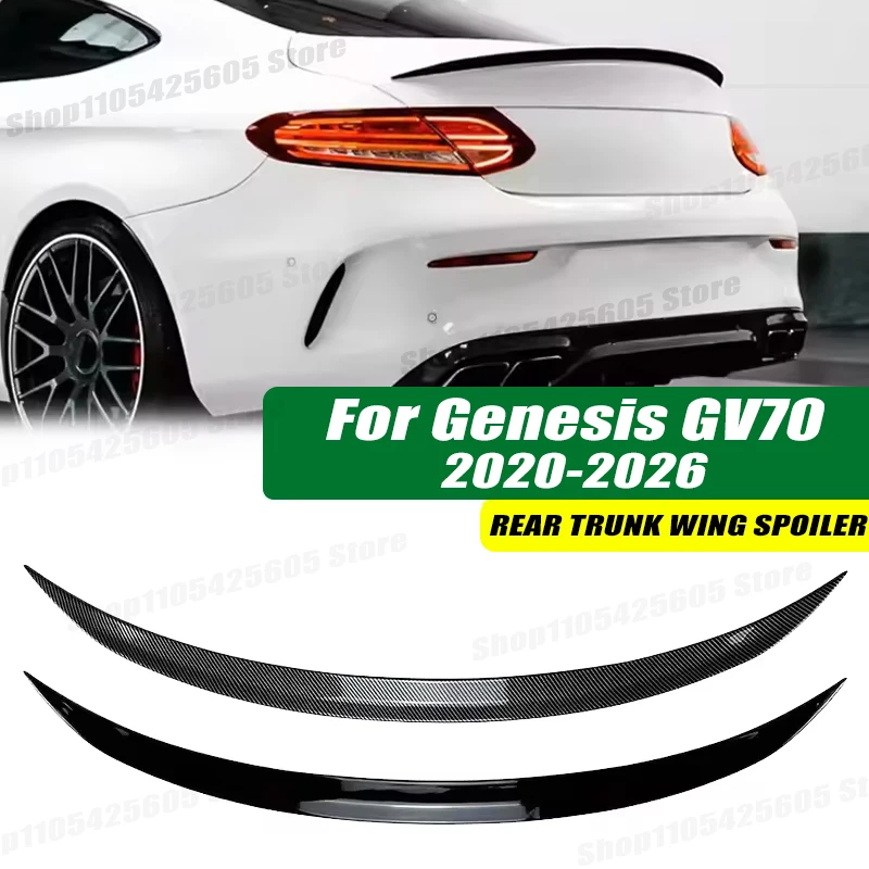 120cm 5D Carbon Look Rear Boot Trunk Spoiler Lip Stick-On Decorative Rear Wing For Genesis GV70 2020-2026