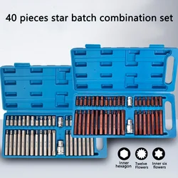 40pcs Star Bits Set, Torx Head Screwdriver Bit Set, S2 Steel Magnetic Security Tamper Proof Star 6 Point Screw Driver Kit Tools,