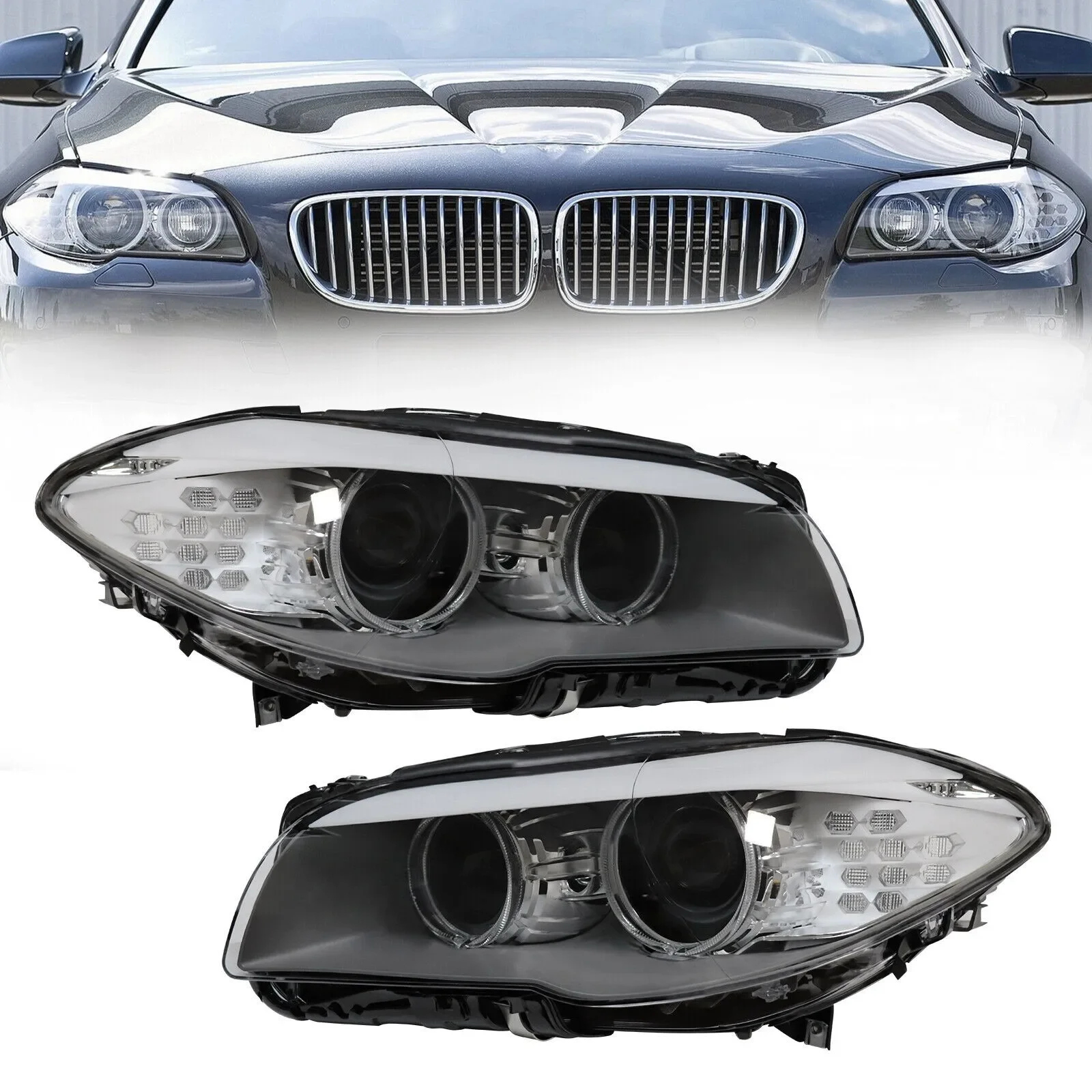 

1 пара автомобильных фар для BMW 5 серии 550i 535i 528i 530i F10 2011-2013, ксеноновые HID фары, автозапчасти для фар BMW L + R