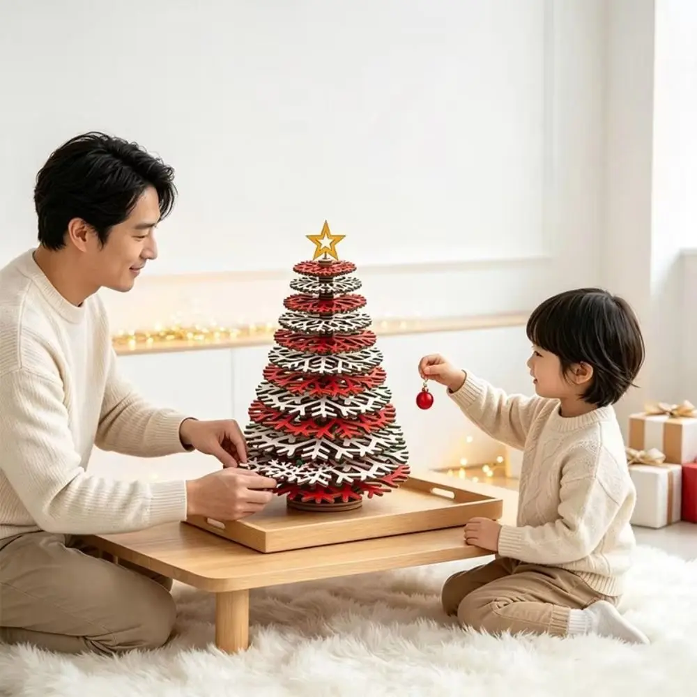 DIY Christmas Tree Ornament Creative 3D Wooden Christmas Tree Simple Detachable Christmas Tree Statue Home Decoration