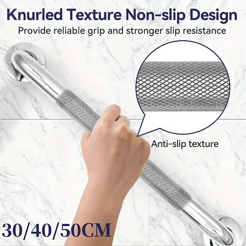 

30/40/50CM Anti Slip Shower Grab Bar Handle, Handle Towel Rack Chrome Stainless Steel Bathroom Grab Bar Shower Safety Support