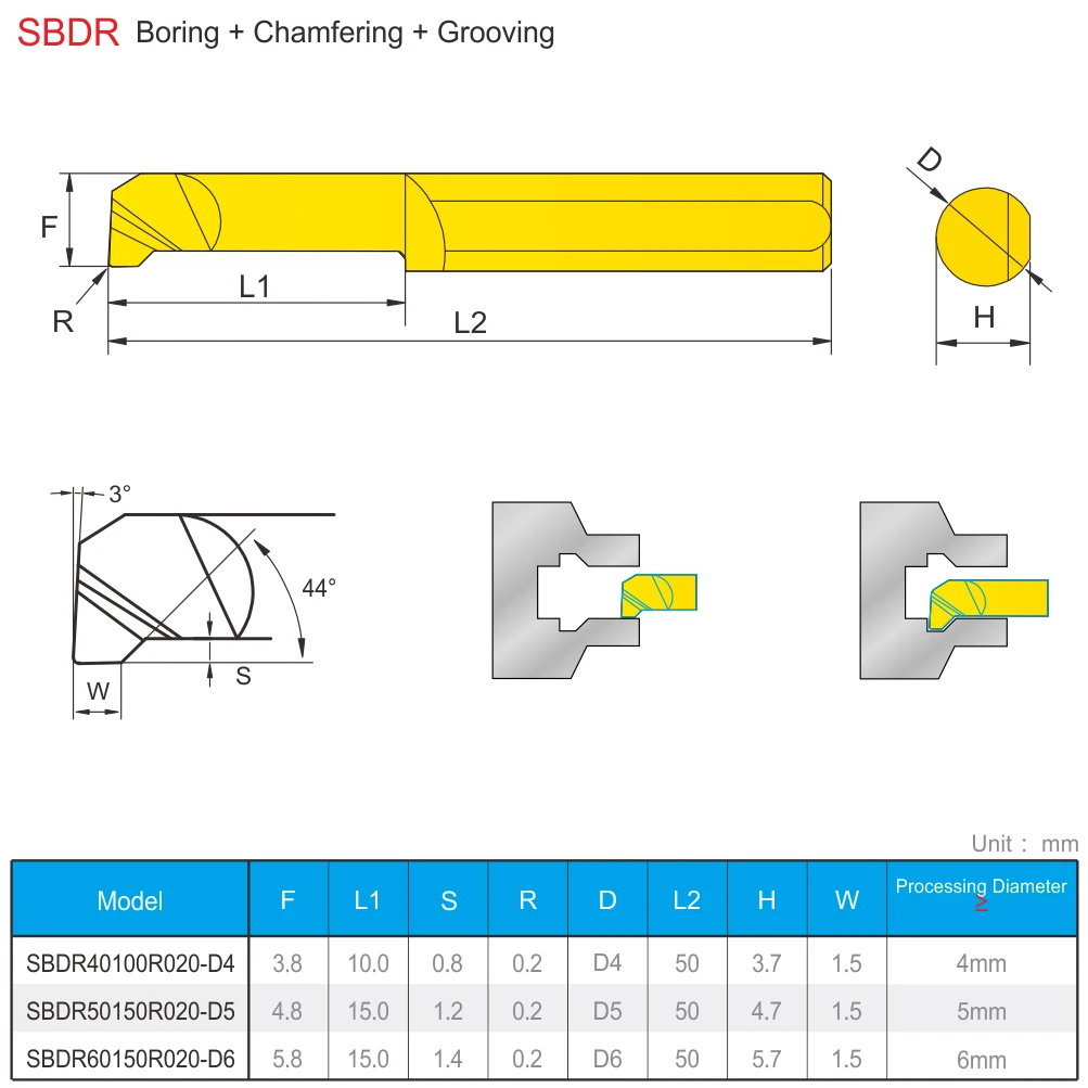 SBDR SBUR Small 4mm 6mm alesatura tornitura tornio CNC foro lavorazione punte in metallo duro strumento in acciaio al tungsteno