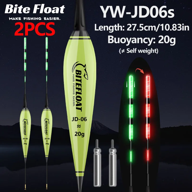 1/2 Stück Nacht-Smart-Angelköder mit LED-Licht, Bissanzeiger, Farbwechsel-Band, CR425 Batterie 5-20g Smart Float