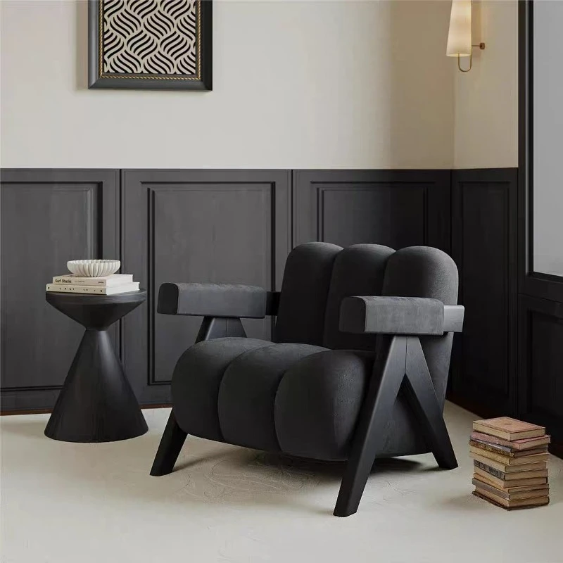 Single sofa light luxury balcony living room bedroom lazy leisure chair cream designer meeting guest wind single sofa chair
