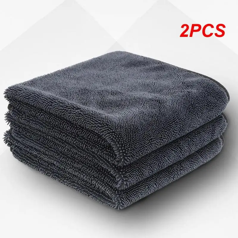 2PCS Lucullan 1-10 Pack 40X40CM BLACK Edgeless Towel Super Soft Premium Microfiber Car Detailing Cloth