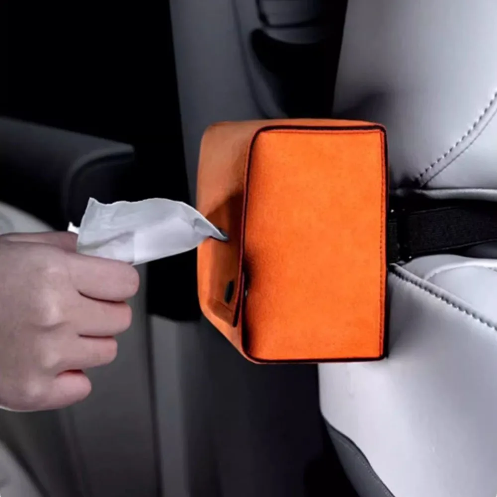 

For DENZA N9 Car Mounted Tissue Box Rear Suede Tissue Box Car Sun Visor Tissue Bag Hanging Paper Box