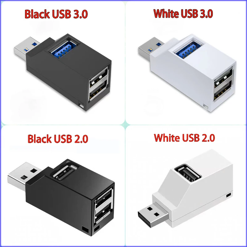 

USB 3.0 HUB Adapter Extender Mini Splitter Box 1 to 3 Ports High Speed USB 2.0 For PC Laptop U Disk Card Reader
