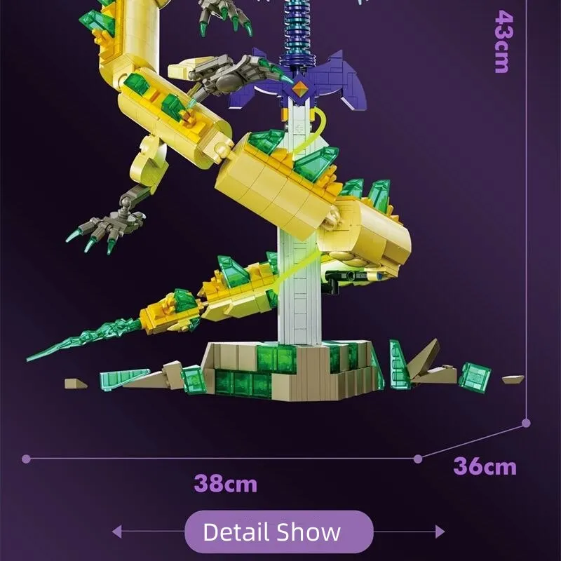MOC Bricks Zeldaing Wild Breath Master Sword Tears of the White Dragon Desktop Ornaments Building Blocks Assembly Toy Kid Gifts