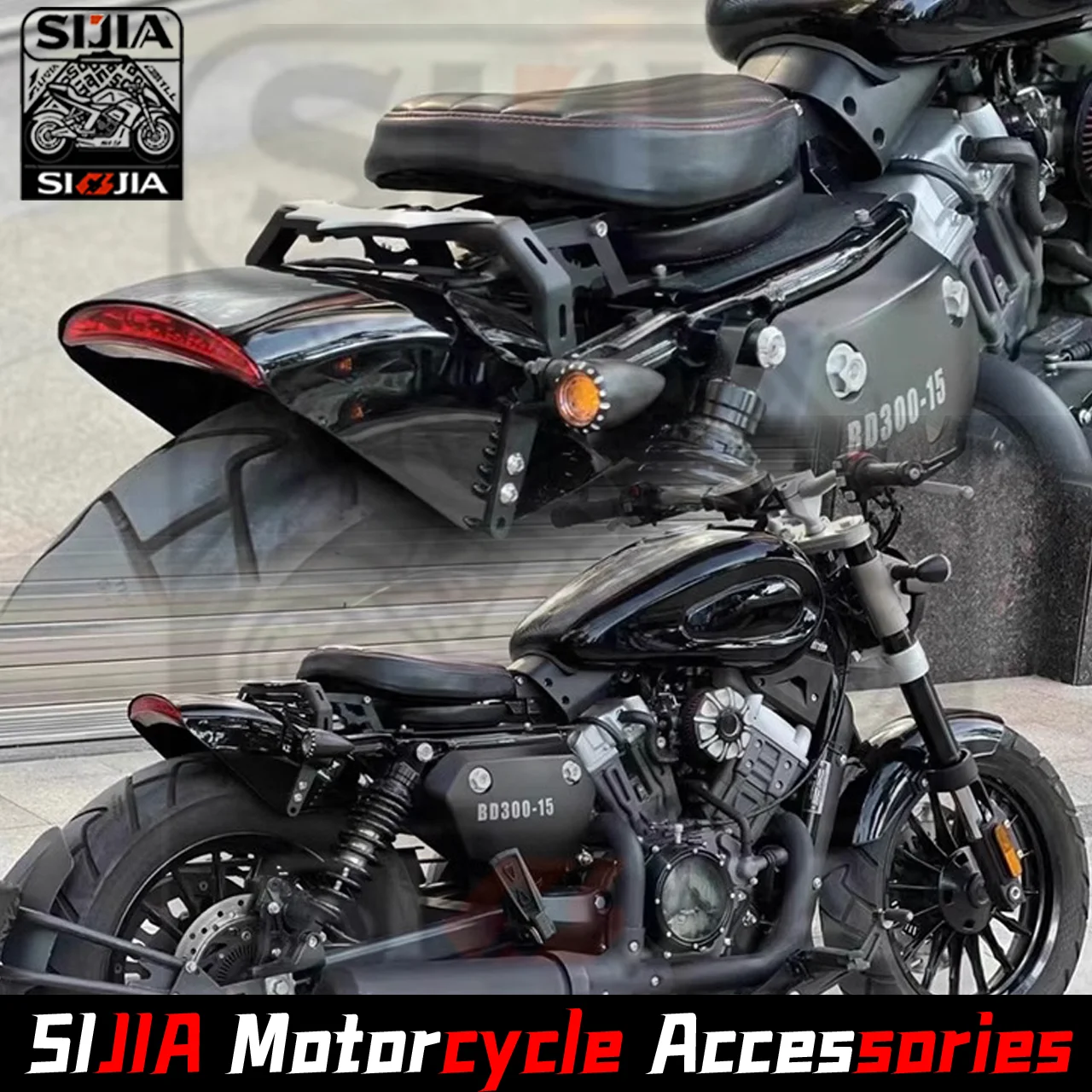 يصلح ل QJMotor SRV 300 SRV 350 Rock 300 Chinchilla 300 بدوره إشارة الحاجز الخلفي عدة قصيرة الذيل ضوء مزيل واقيات الطين