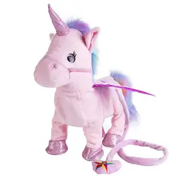 Robot Unicorn Electronic Plush Horse Controlled By Leash Music Unicorn Pet Whinny Walk Singing Toys For Children Birthday Gift