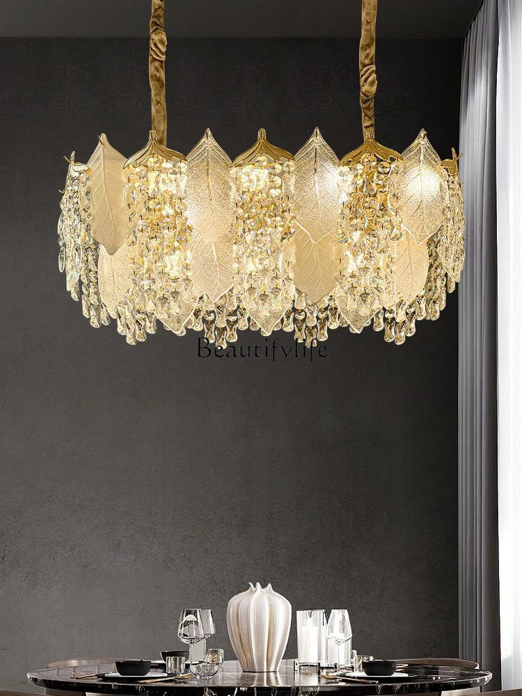 Living Room High-Grade French Crystal Chandelier Design Feather Blade Lamps