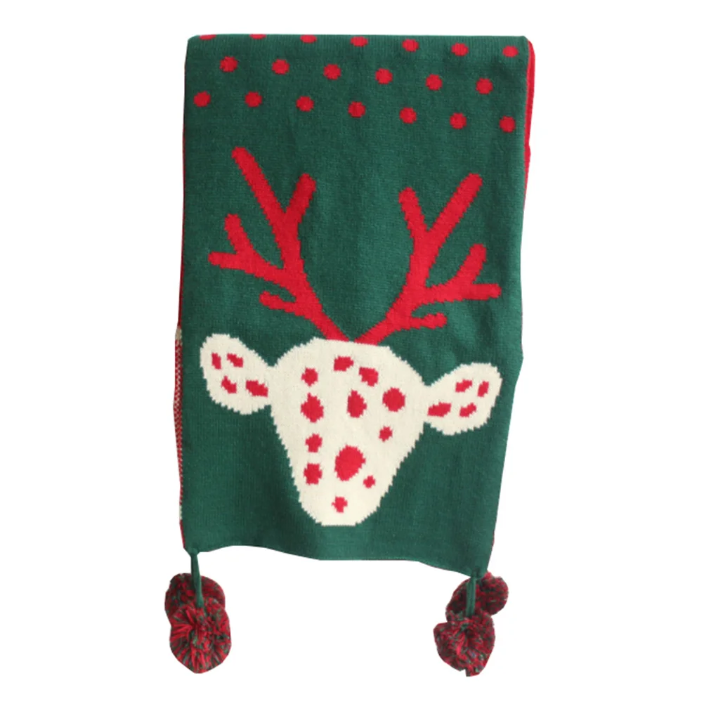 

1Pcs Christmas Wool Scarf Adorable Elk Print Scarf Soft Skin-Friendly Warm Fashionable Holiday Accessory Gift
