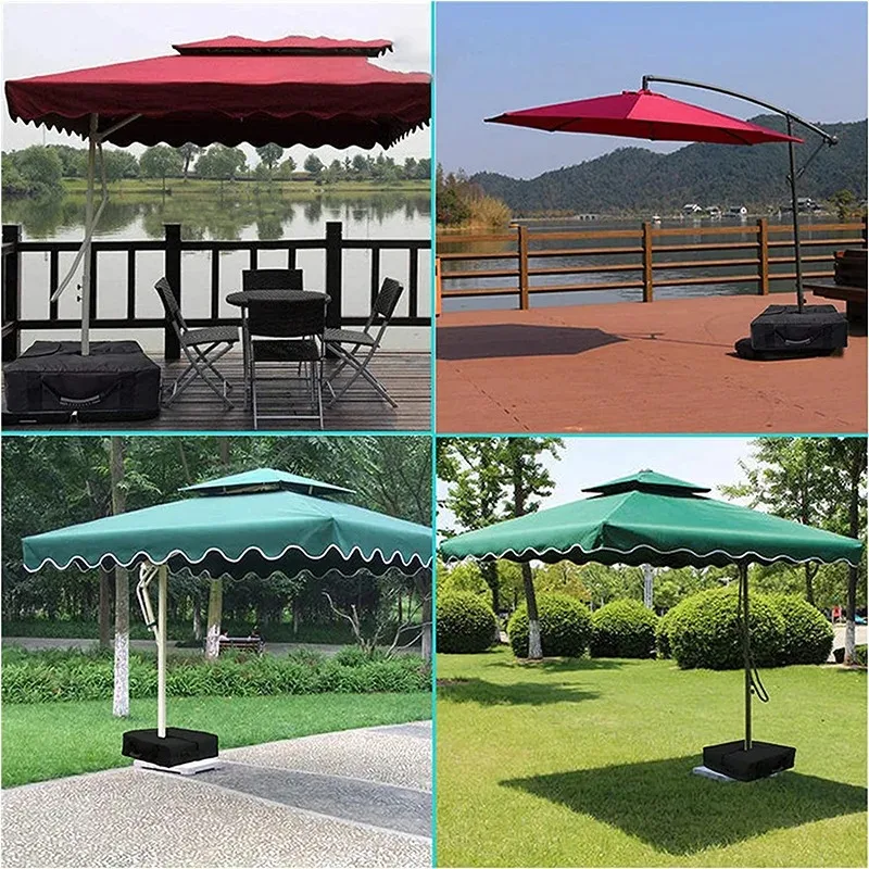 Black Outdoor Patio Umbrella Base Stand Portable Umbrella Parasol Heavy Weight Bag Detachable Wind-Proof Fixing Sandbags