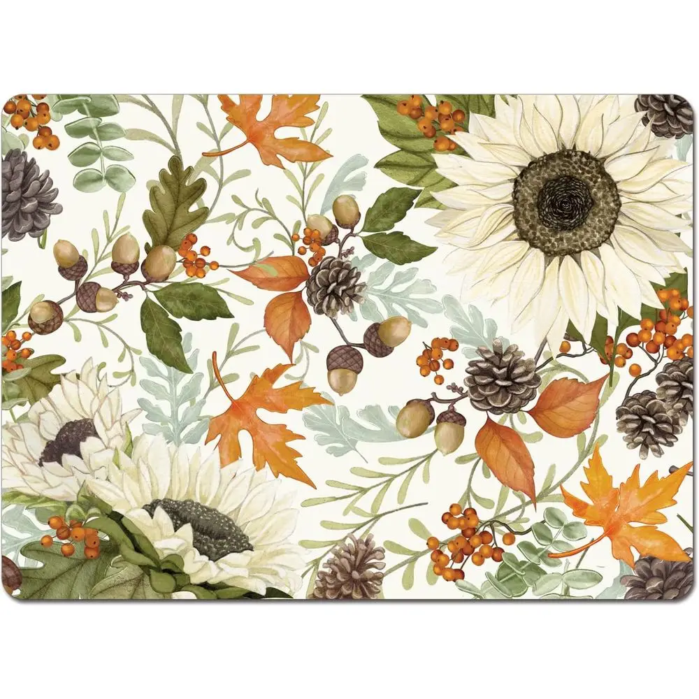 

USA-Made Fall Themed Hardboard Placemats Set of 4, Artistic Design, Easy to Clean