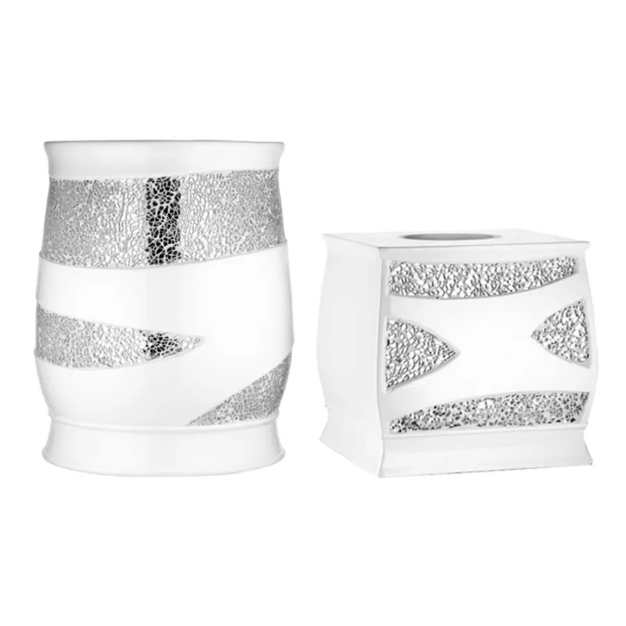 

Popular Bath 2pc Sinatra Modern Bath Accessories Set Waste Basket Tissue Box Modern Classic Contemporary Decorative Beautiful D