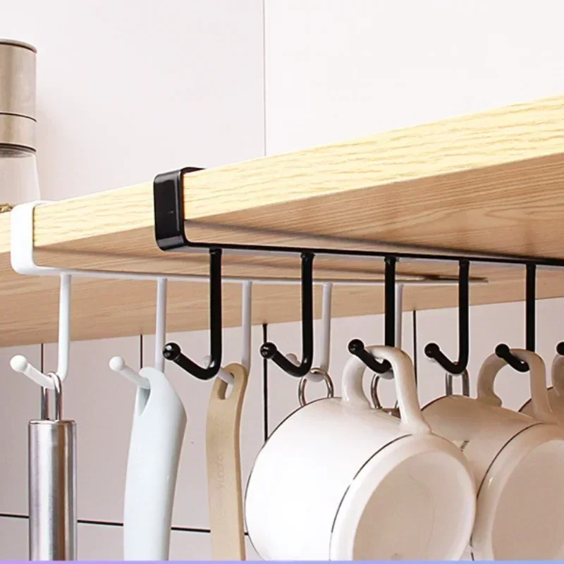 Kitchen Storage Rack Cupboard Shelf Hanging Hook Organizer Closet Clothes Glass Mug Metal Organizer Shelf Hanger Storage Hooks