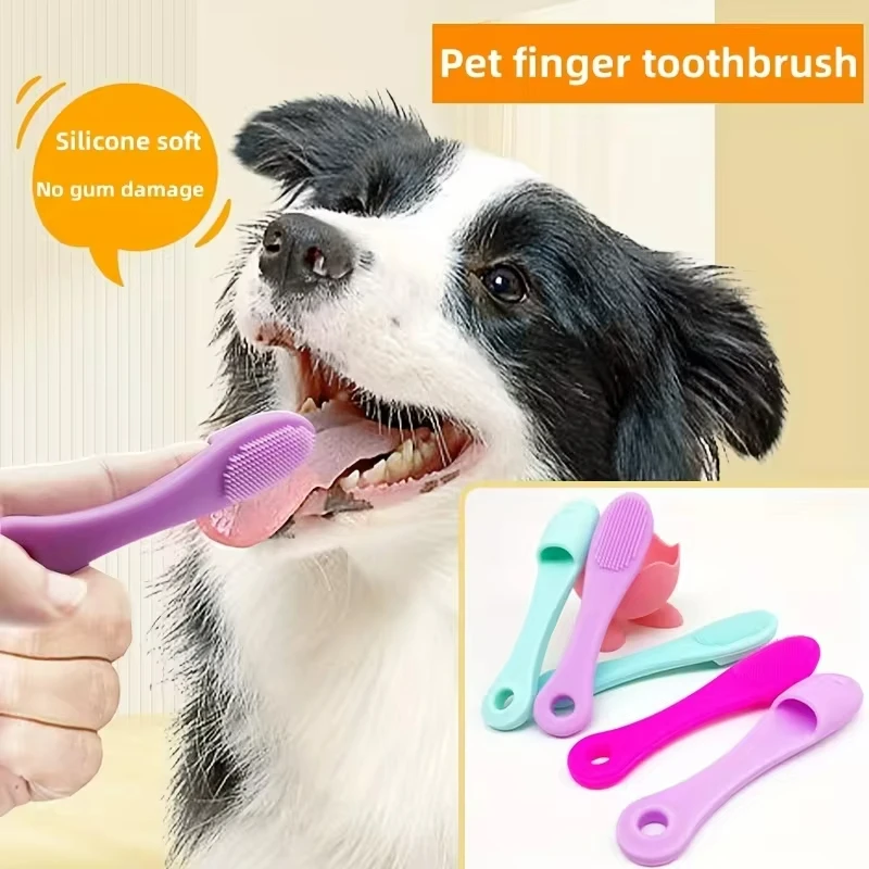 1pc Pet Silicone Finger Toothbrush Cat Dog Toothbrush Tooth Stain Removal Tartar Brush Black Chin Cat Grooming Products