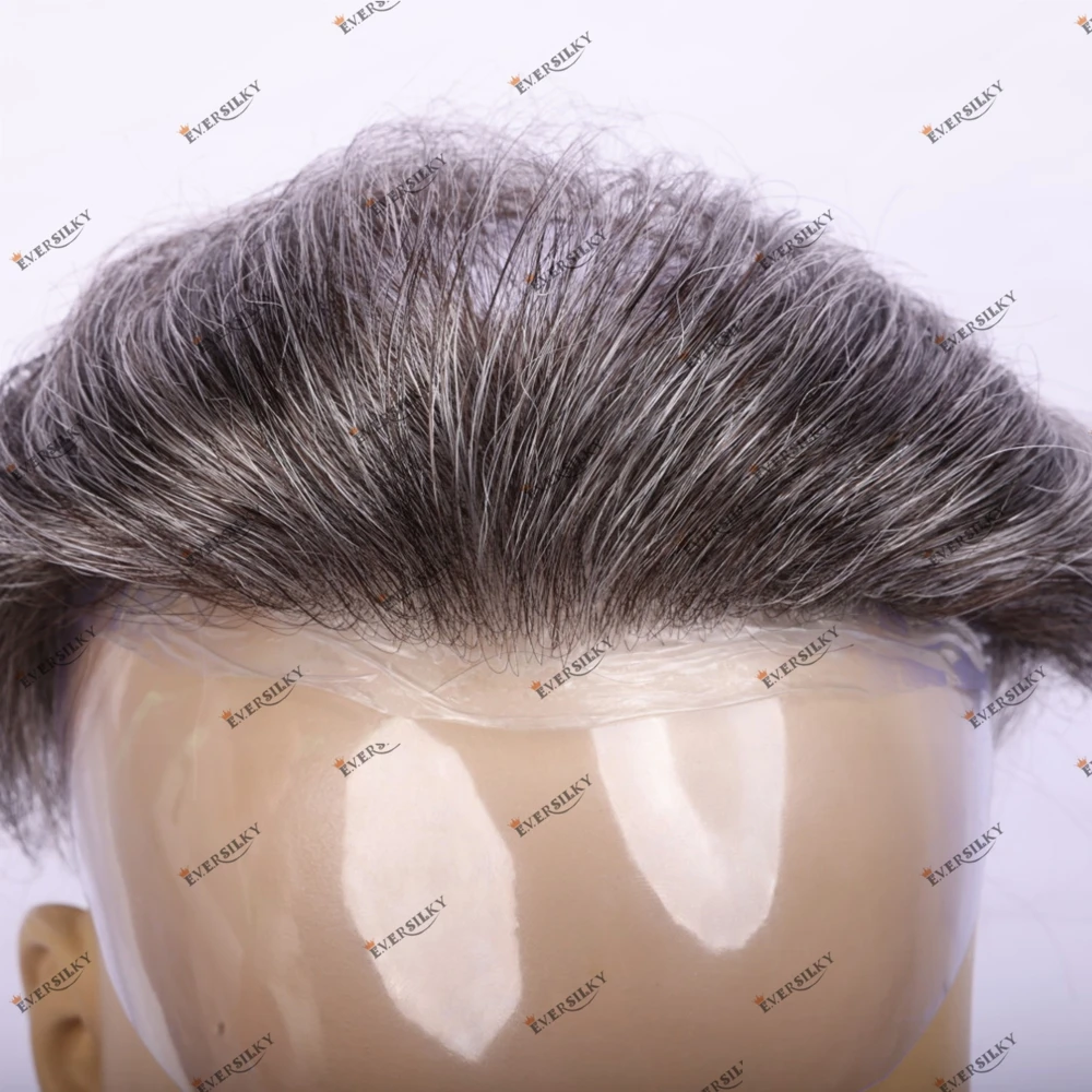 

Мужской парик из человеческих волос с Vloop из микрокожи премиум-класса, невидимый парик, крутой блондин, серый мужской капиллярный протез из человеческих волос