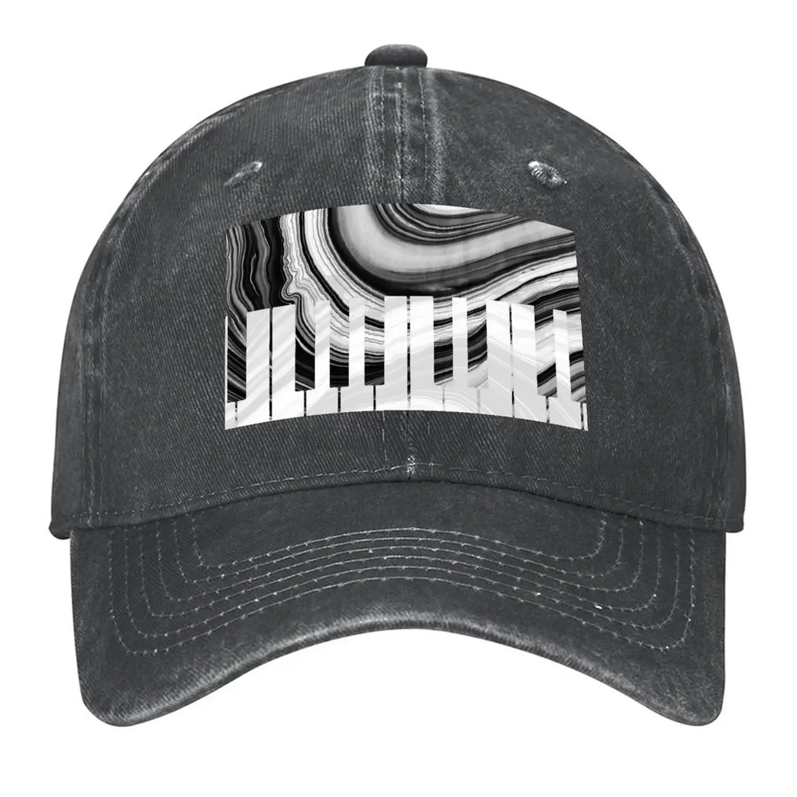 New Marbled Music Art - Piano Keys - Sharon Cummings Baseball Cap men's big size hat Sun Cap Fishing cap Caps Male Women's