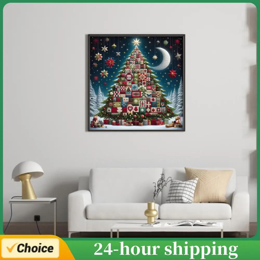 Full Embroidery cotton Thread 14CT Printed Xmas Tree Cross Stitch Kit Art