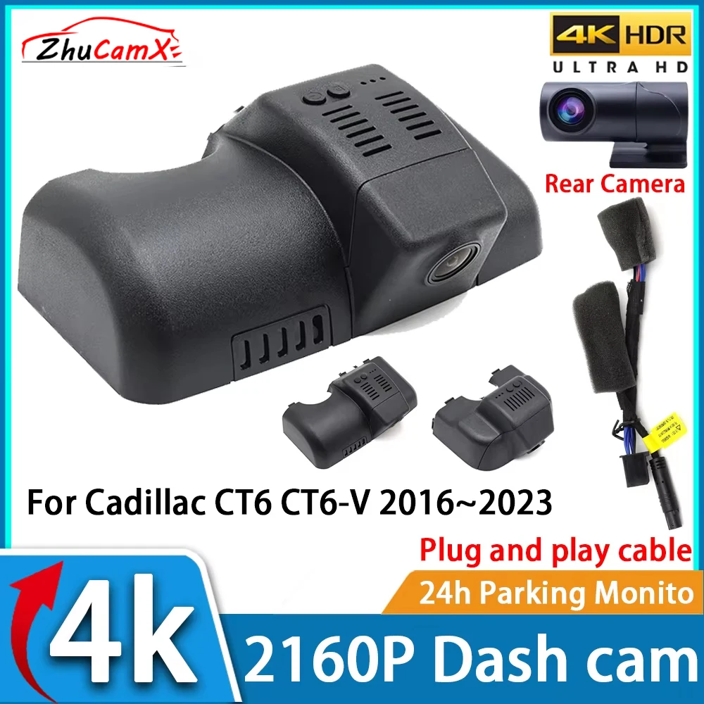 ZhuCamX Car Video Recorder Night Vision UHD 4K 2160P DVR Dash Cam for Cadillac CT6 CT6-V 2016~2023