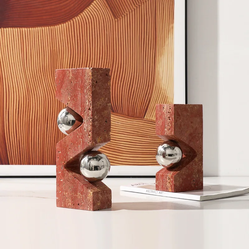 Modern wabi-sabi geometric art with ball stone ornaments exhibition hall office TV cabinet bookcase creative decorative crafts