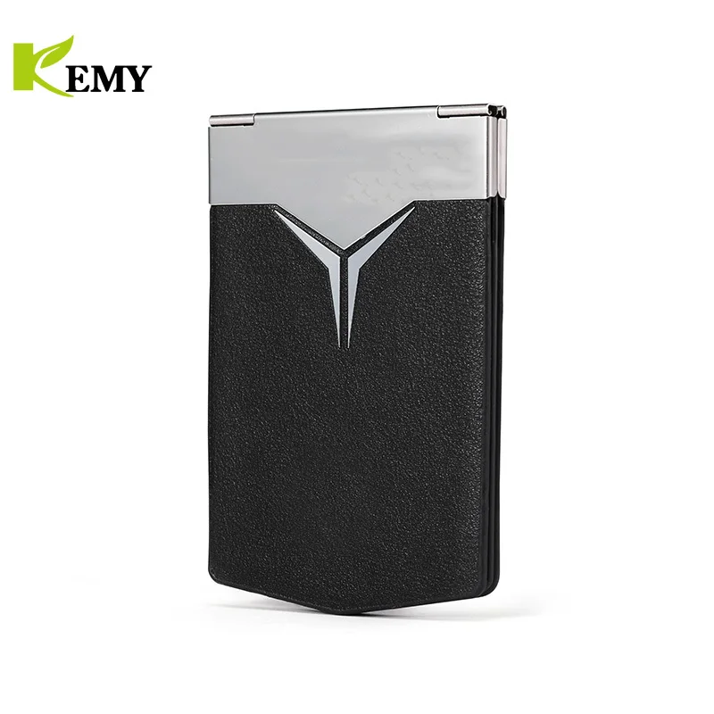 Fashion Aluminum Antimagnetic Card Holder Women Men Metal Cowhide Rfid Credit Card Business Card Holders Organizer Purse Wallet