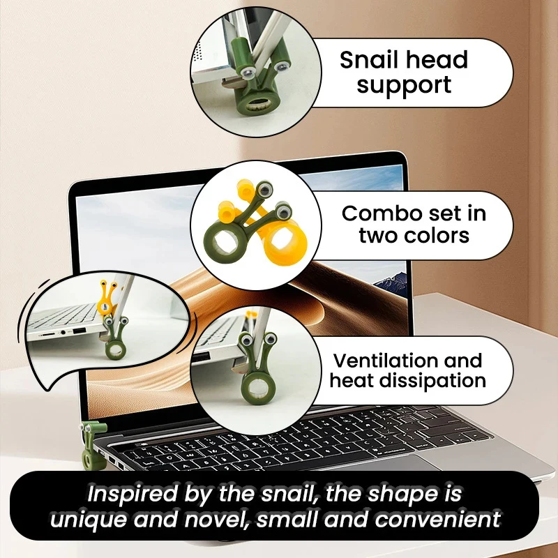 Cute and Quirky Snail-Shaped Desktop Riser for Slim Laptops, Adorable Monitor Stand with Sticker-Friendly Surface view 5