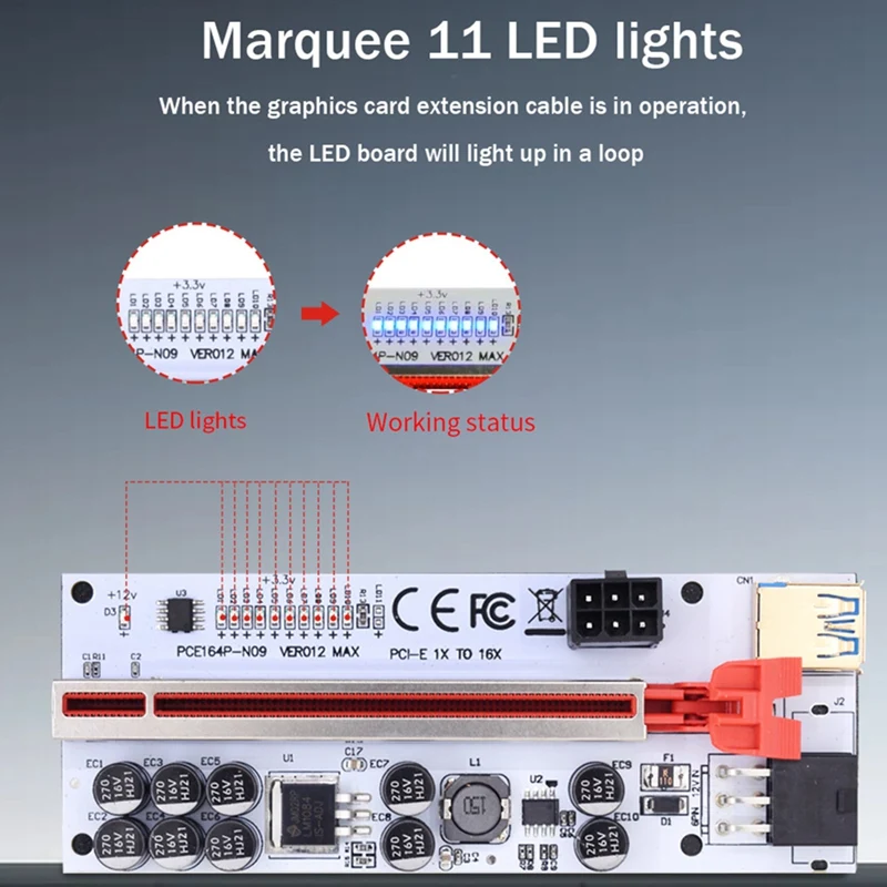 Riser VER012 USB 3.0 PCI-E Riser VER012MAX Express Kabel Riser Voor Videokaart X16 Extender PCI-E Riser Kaart Voor Mijnbouw