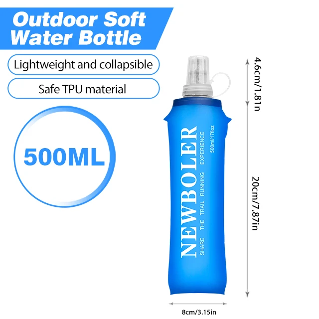 250/500/750ML Soft Flask Faltbare, zusammenklappbare Wasserflasche für Laufrucksack, TPU, BPA-frei, Outdoor-Sport, tragbare Wasserflasche