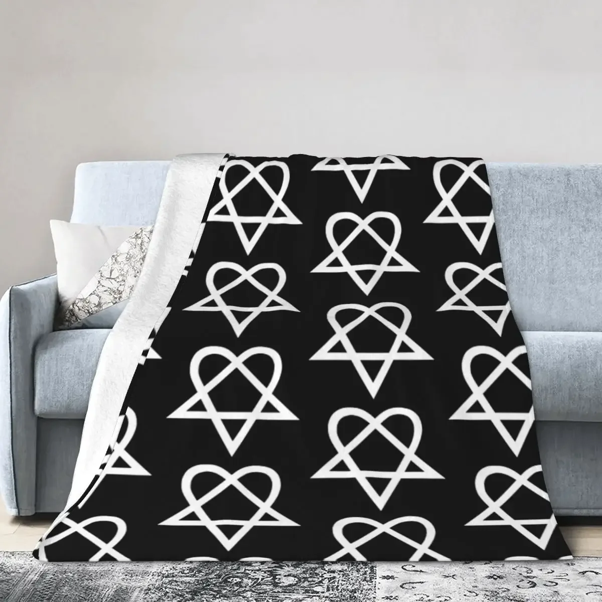 

Heartagram - White Blankets Soft Warm Flannel Throw Blanket Bedding for Bed Living room Picnic Travel Home Couch