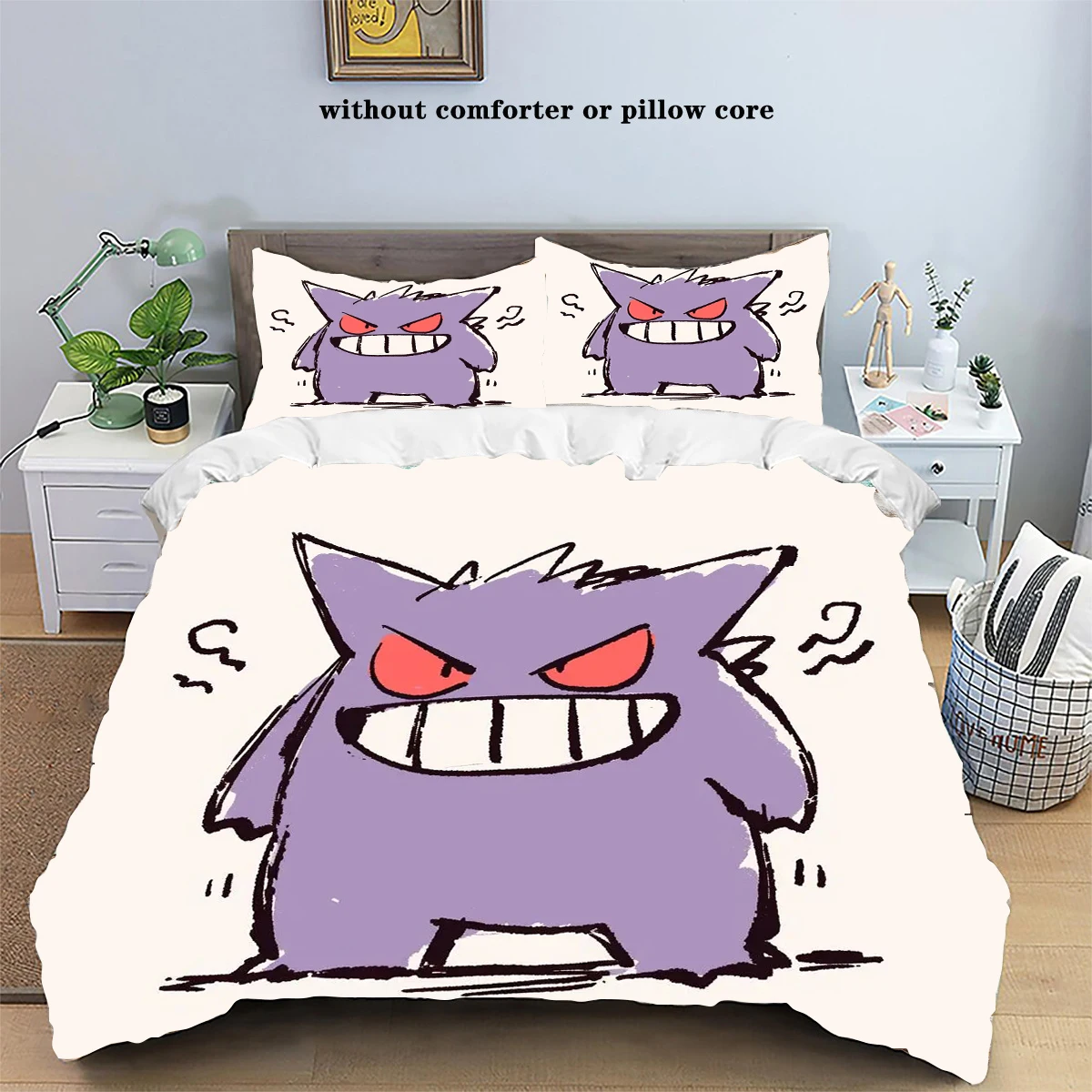 Pokemons Cartoon Anime Bedding Set Kawaii Pikachu Gengar Eevee Charizard Quilt Duvet Cover Pillowcase Kid Bed Set Twin King Size