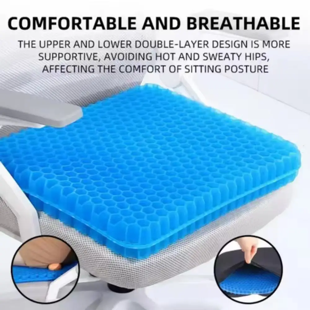 Gel Seat Cushion Double Thick Egg Gel Summer Cushion for Pressure Relief Breathable Chair Pad Car Seat Office Chair Soft Cushion
