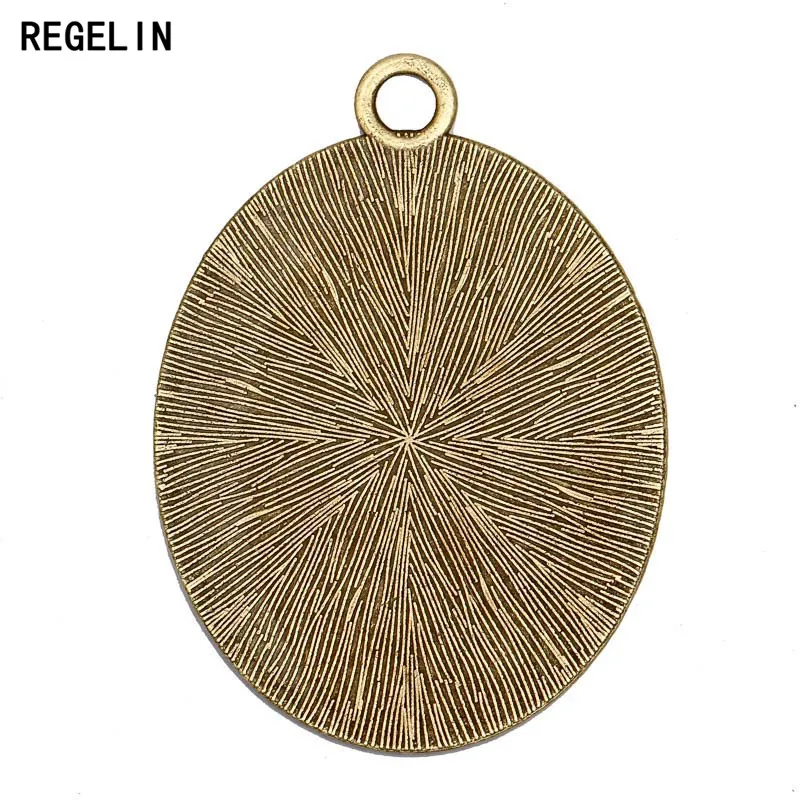 REGELIN Big Size Pendant Blank Base Settings Cabochon Cameo Tray Bezel 5pcs Fit 40x50mm Cabochons Cameo DIY Necklace Findings