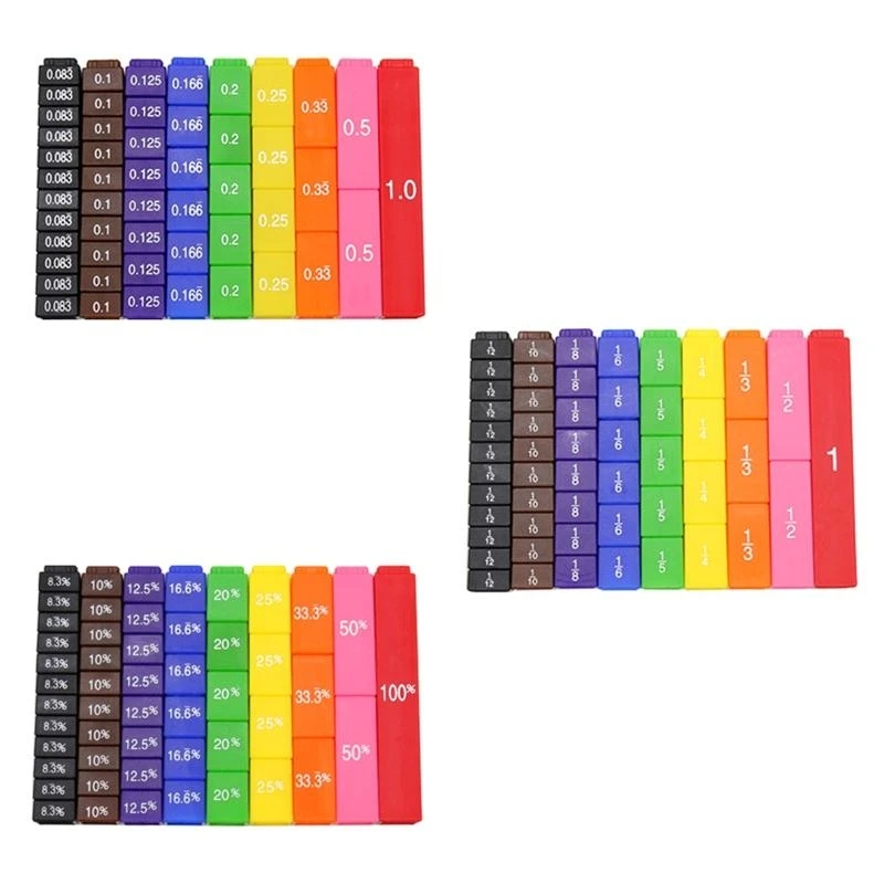 8.7x7.5x2 " ABS Fração Porcentagem Cubo Habilidades Matemáticas Contagem e Brinquedo Educacional 15UB