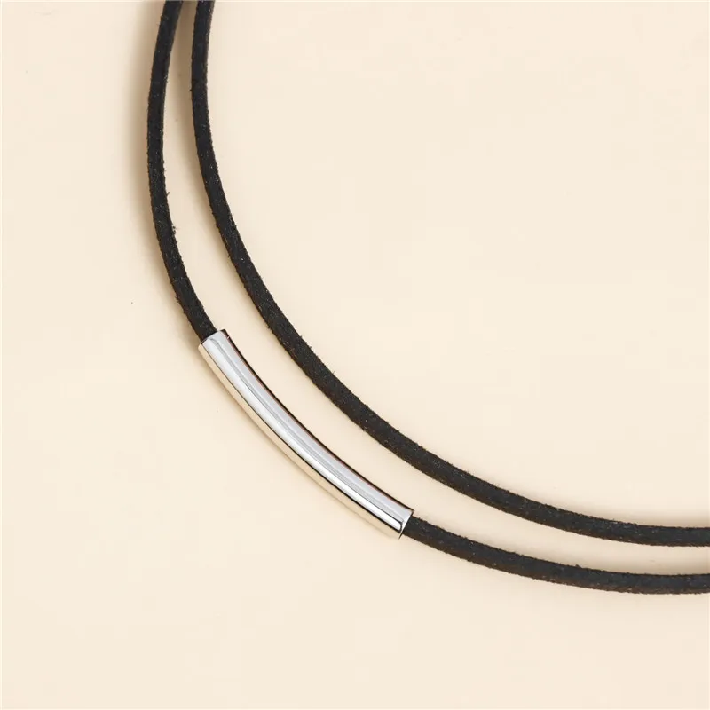 الأزياء أنبوب المخملية المختنق قلادة للنساء الحد الأدنى الترقوة مجوهرات السيدات الأسود طبقة مزدوجة القلائد القصيرة الملحقات