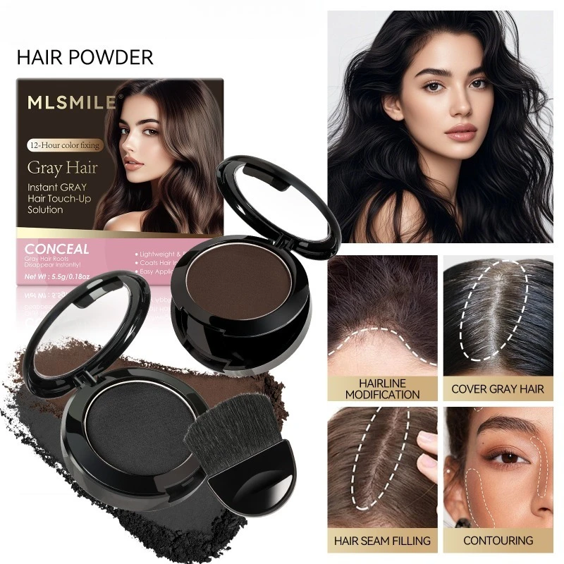 ヘアラインパウダー ボリュームアップ ルートタッチアップ ブラシ付き 薄毛・白髪・薄毛部分の瞬間カバー 耐水性