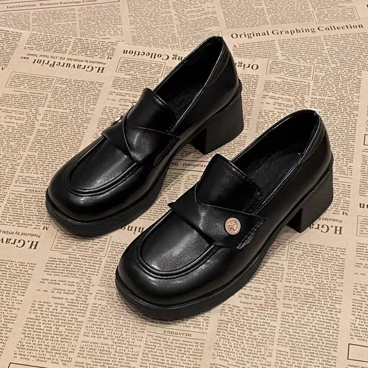 

Женские массивные лоферы на платформе в готическом стиле JK, кожаные туфли для школьной формы, черные повседневные рабочие туфли с металлическим декором