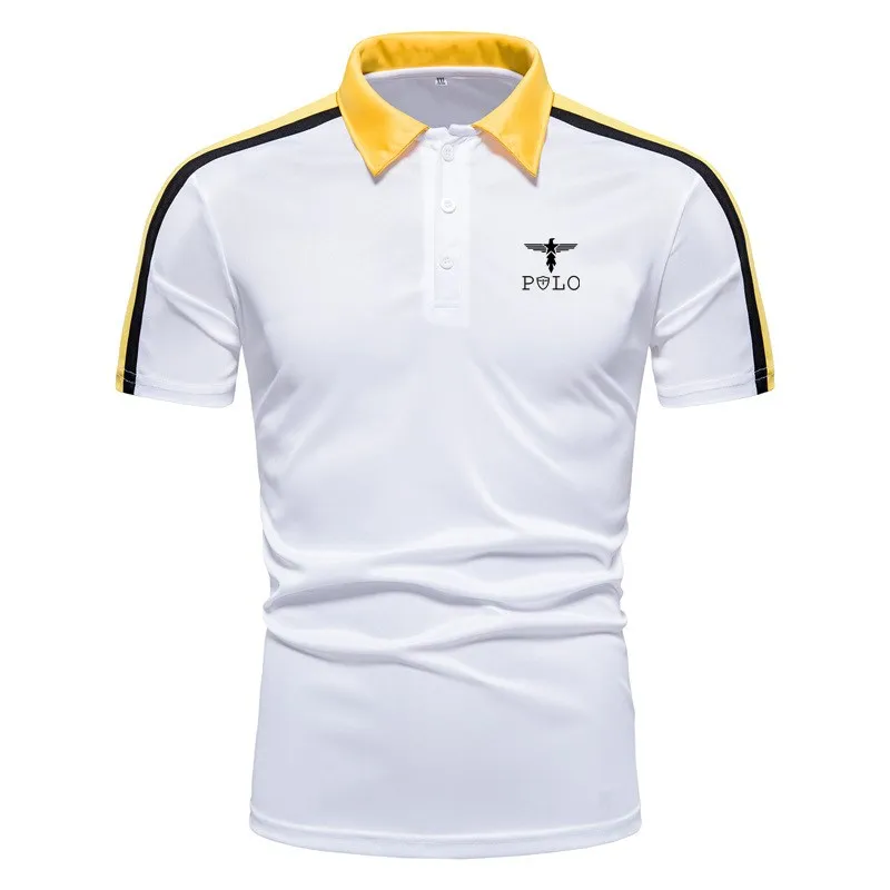 Camisa polo esportiva masculina de verão de manga curta, camisa casual elegante de manga curta