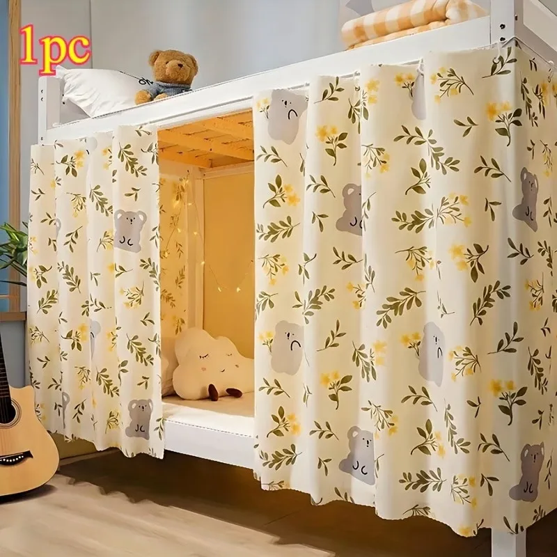 1 Stück kleiner, floraler Verdunkelungsvorhang mit Koala-Muster, Sichtschutzvorhang für Einzelbetten im Schlafsaal
