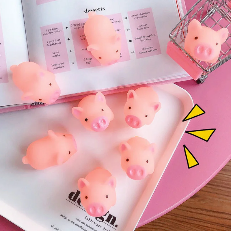 10pcs/set Squeeze Mini Pink Pigs Toy Cute Vinyl Squeeze Sound Animals Lovely Antistress Squishies Squeeze Pig Toys For Kids Gift