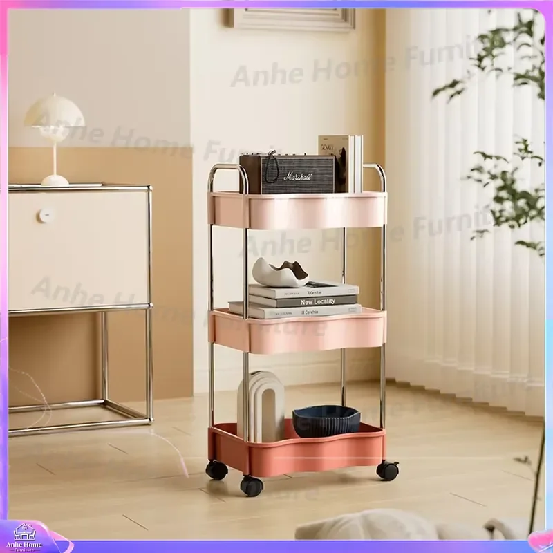 2 3 4 Tier Rolling Storage Cart Large Capacity Movable Shelf Unit Slim Organizer Rack for Living Room Kitchen Bathroom