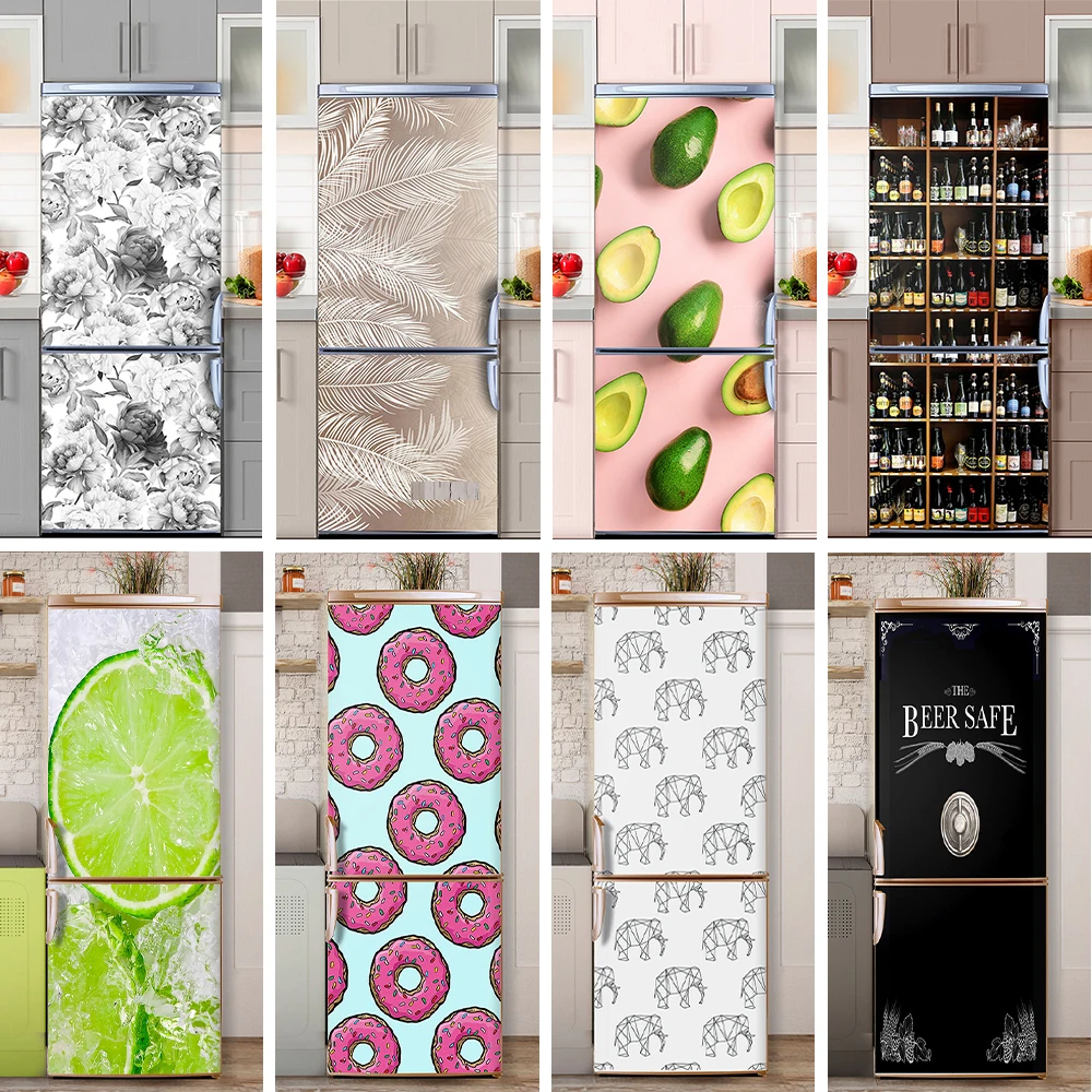 

Fridge Door Wrap Vinyl Sticker - Decor Front Refrigerator PVC Wallpaper Decal - Freezer Covering Art Poster Peel and Stick Mural