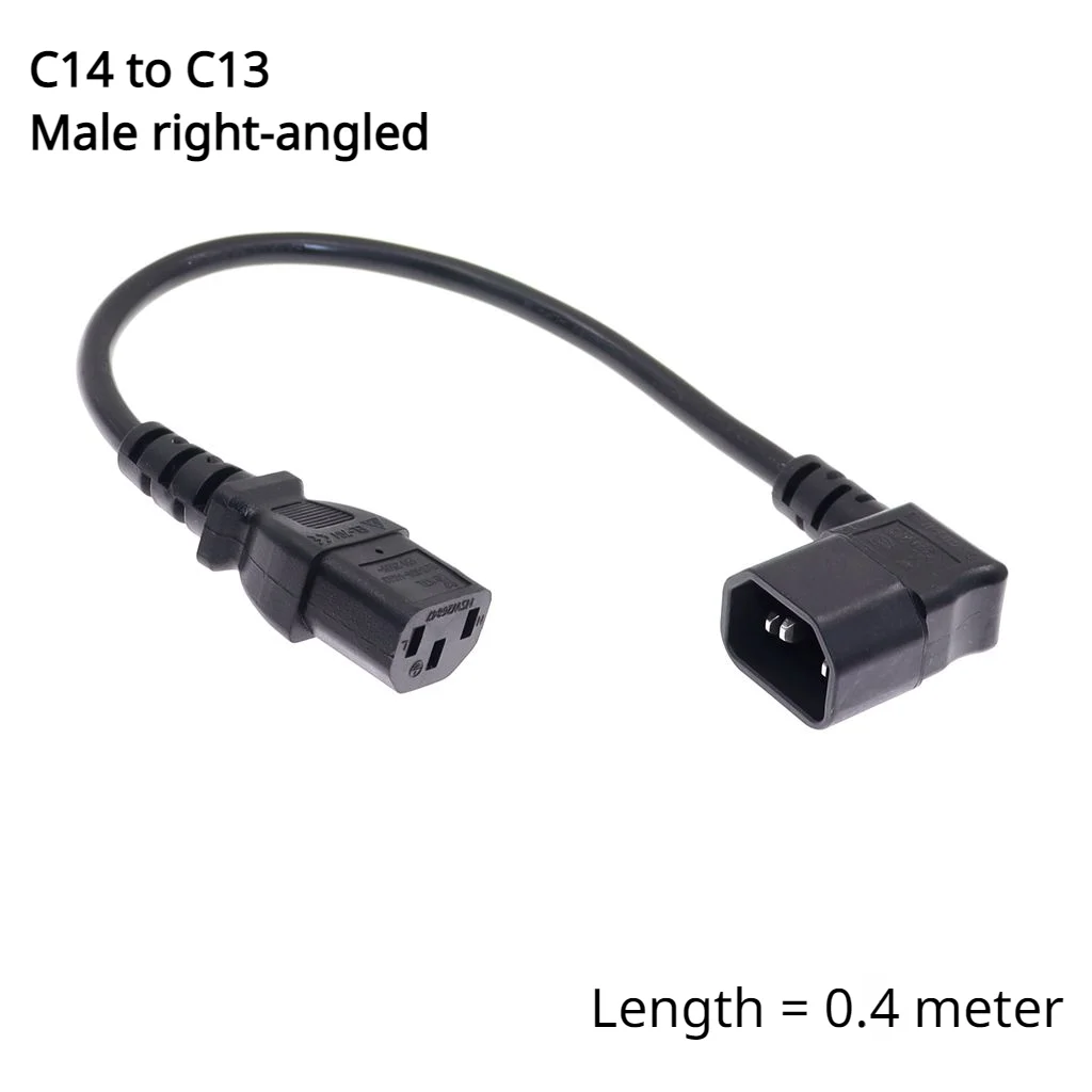 Adaptador de alimentação macho para fêmea IEC 320 C14 para C13 cabo de extensão angular de 90 graus para TV LCD LED Mount