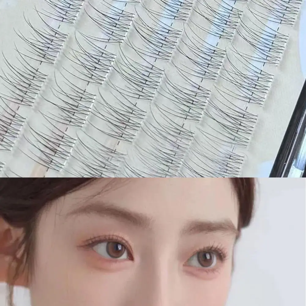 Pestañas postizas autoadhesivas para mujer, extensión de pestañas segmentadas, gruesas naturales, sin banda de tallo, belleza DIY, pestañas sin eliminación