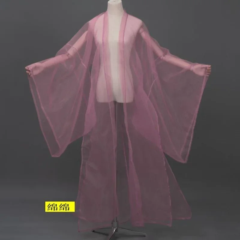 Chinese Traditional Hanfu Overcoat Women Men Chiffon Cardigan Cloak Ancinet Fairy Costume Large Sleeve Blouse Folk Dance Costume