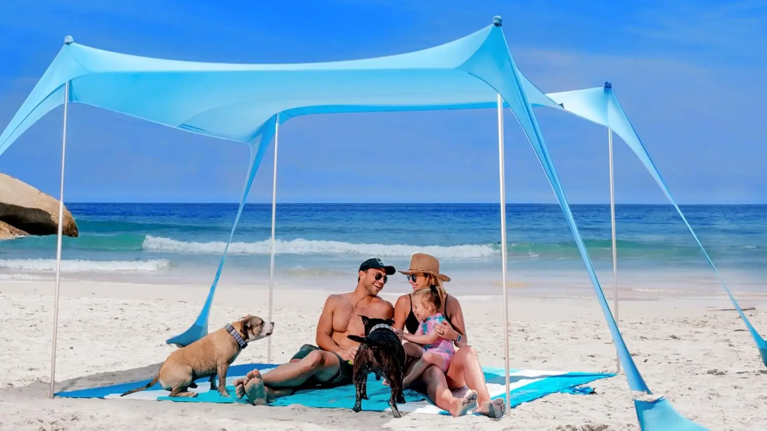 Beach Tent Sun Shelter UPF50+ - Easy Pop Up Beach Canopy - Outdoor Shade for Camping Trips, Fishing,