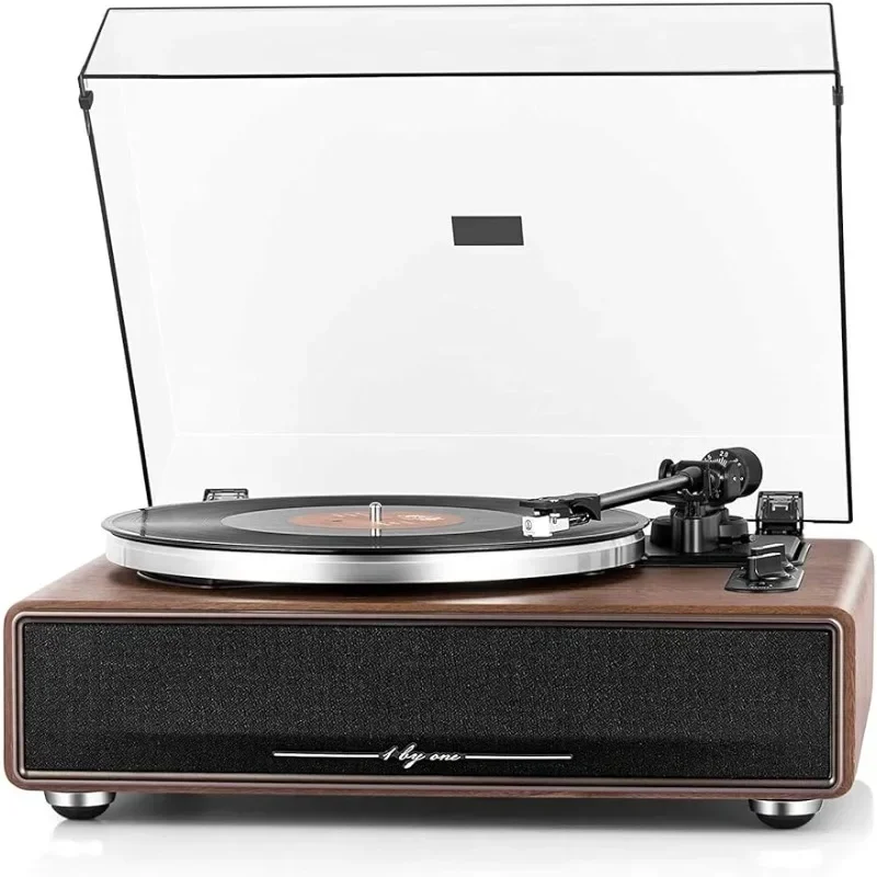 FAST SHIPPING  .1 by 1 High Fidelity Belt Drive Turntable with Built-in Speakers,Vinyl Record Player with Magnetic Cartridge, Bl